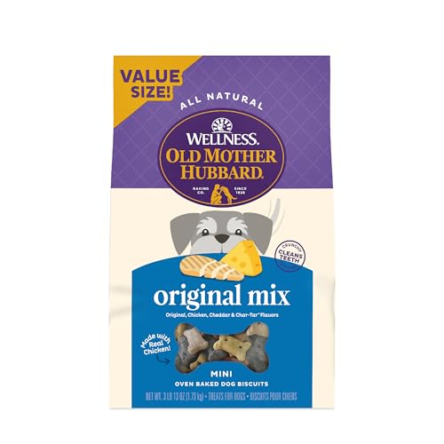 Wellness Old Mother Hubbard Classic Original Mix Dog Biscuits, Natural Training Treats, 4 Flavors, Mini Size, 3.8 lb Bag