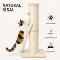PAWSCRAT Cat Scratching Post 32 Inch High, 5.5 Inch Large Diameter Natural Sisal Cat Scratch Post, Scratch-Resistant and Durable Tall Cat Scratcher for Indoor Cats, Protect Your Furniture, Beige