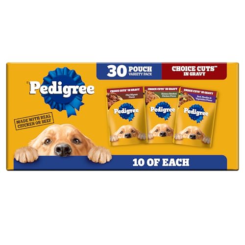 Pedigree Choice Cuts in Gravy Wet Dog Food, Adult Soft Wet Dog Food, Variety Pack, 3.5 oz. Pouches, 30 Count