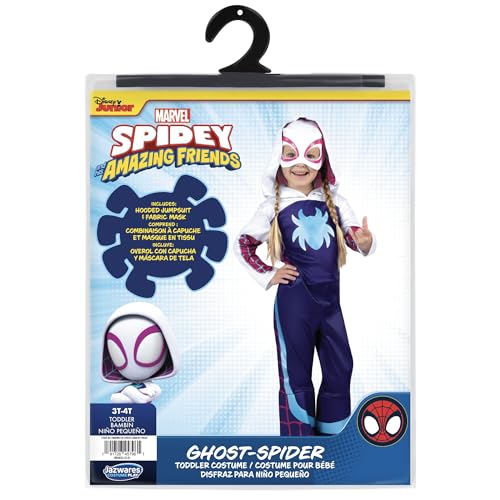 MARVEL Toddler Ghost Spider Costume, Girls Spider-Man and His Amazing Friends Gwen Stacy Kids Costume 3T/4T