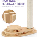 Made4Pets Cat Scratching Post Cat Scratcher Kitten Toys for Indoor Cats Wooden Ball Track Two-Layer Modern Sisal 17.7" Tall Scratch Post Interactive Toy with Dangling Ball