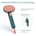 Aumuca Skin Friendly Self-Cleaning Slicker Brush for Dogs & Cats, Gentle Pet Grooming Tool for Shedding & Deshedding, Efficient Hair Remover for Long & Short Haired Pets