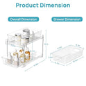 Vtopmart 4 Pack Bathroom Organizer, 2 Tier Clear Under Sink Organizers Vanity Countertop Storage Container,Cabinet Drawers Bins, Pull-Out Organization with Track for Pantry, Kitchen