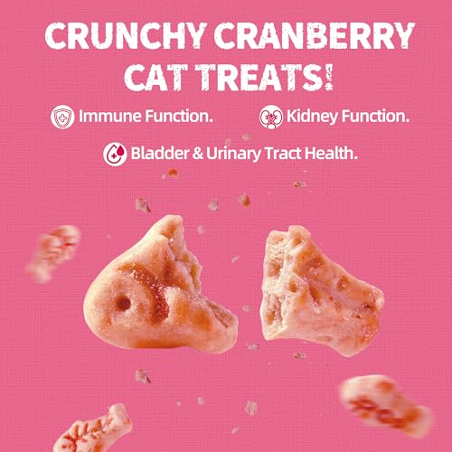Just Try 13.4 OZ Urinary Tract Health Cat Treats for Indoor Cats, Cranberry & D-Mannose for Kidney Bladder and UT Support, Health Cat Supplement Crunchy Chews