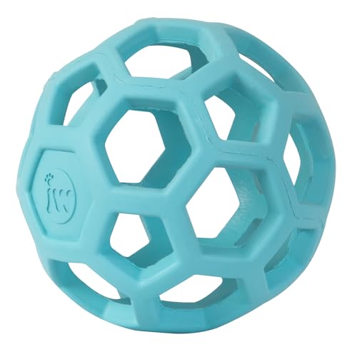 JW Pet HOL-ee Roller™, Dog Toy Puzzle Ball, Natural Rubber, Large (5.5” Inch Diameter), Blue