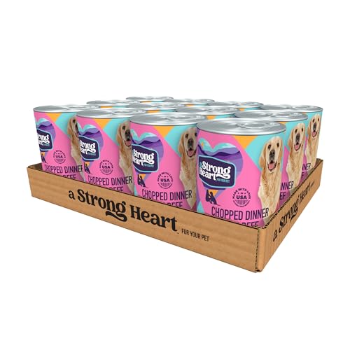 A Strong Heart Wet Dog Food, Chopped Beef Dinner — Real Beef & Chicken, Complete & Balanced for All Life Stages, Made in USA by Simmons Pet Food — 13.2 oz Cans, Pack of 12