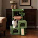 AIWIKIDE 37.4" Cactus Cat Tree Tower with Twin Cat Condos for Indoor Cats, All-in-One Activity Center with Cat Scratching Post Cozy Sleeping Perch Hammock and Toy Balls,Green