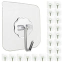 Jwxstore 24 Pack Self Adhesive Hooks Heavy Duty - 33lb Max, Transparent, Waterproof, Sticky Wall Hooks for Keys, Bathroom, Shower, Outdoor, Kitchen, Door, Home Improvement, Utility Hooks