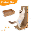 Goosheep Cat Scratching Post, 3-in1 Scratching Board for Indoor Cats, 2PK 22in L-Shaped Cat Scratcher with 1PK Cardboard Box Scratch Pad, Cats Scratch Furniture Protector with Feathered Toy