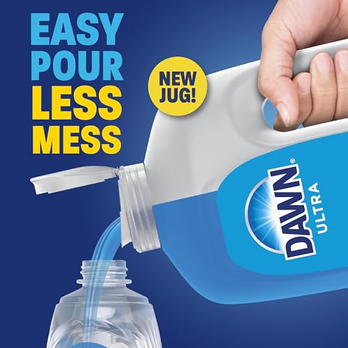 Dawn Ultra Dish Soap Refill Jug Large Size Original Blue Liquid Dishwashing Detergent, Powerful Dish Soap for Grease, 51.5oz (Pack of 2)