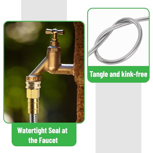 UNCO- Stainless Steel Metal Hose, 15 Feet, No Kink, Metal Garden Hose