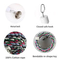 94.4inch Length Colorful Cotton Bendable Rope Perch Swing Bird Chew Toys  Parrots Cage Toys with Bell Swing Climbing Standing Bungee Bird Toys for Regular to Big Size Birds