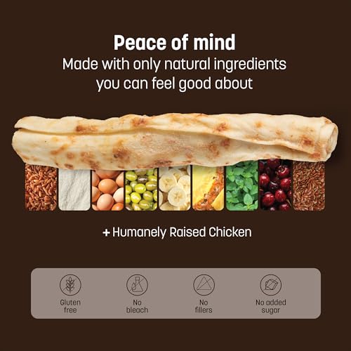 Earth Animal No Hide Chews - Long Lasting Rawhide Free Small Dog Chews Rolls, Chicken - 6 Count