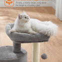 Feandrea Cat Tree, Small Cat Tower with Sisal Scratching Post, Plush Condo with Padded Perch, for Small Spaces, Kittens, Light Gray UPCT50W