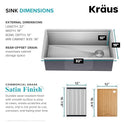 KRAUS Kore 32-Inch Undermount Workstation 16 Gauge Single Bowl Stainless Steel Kitchen Sink with Accessories, KWU110-32