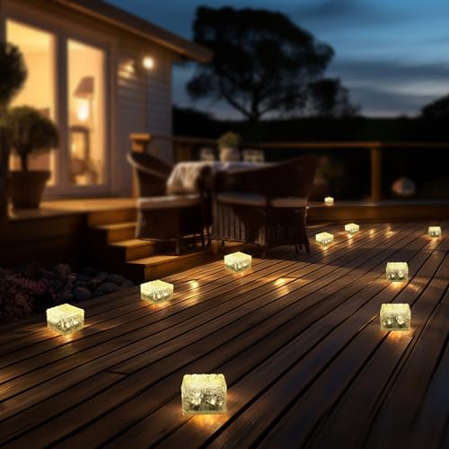 MLKNK Solar Brick Lights-Outdoor Solar Lights for Yard 6 Pack Garden Decor | Solar Brick Landscape Path Light for Pathway Patio Walkway Backyard Decoration