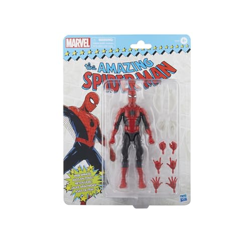 Marvel Legends Series The Amazing Spider-Man, Marvel Comics Retro Collectible 6-Inch Action Figures, Toys for Ages 4 and Up