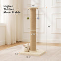 ZOMISIA 35'' Tall Cat Scratching Post, 4.7'' Large Scratch Post with Thicken Wooden Base for Indoor Cats Adults, Sisal Scratcher Top & Dangling Balls, Super Sturdy