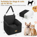 JOEJOY Dog Car Seats for Small Medium Dogs Under 35lbs, Dog Booster Seat with Detachable Washable Cover and Cushion, Memory Foam Pet Car Seat with Safety Belt and Storage Pockets (Black)