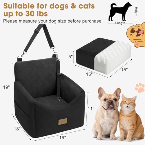 JOEJOY Dog Car Seats for Small Medium Dogs Under 35lb, Black