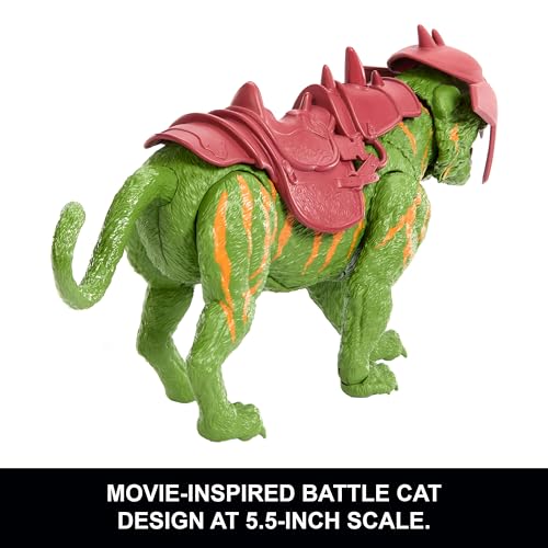 Masters of the Universe 2026 Movie Battle Cat Figure with Chomp & 5 Different Roars, 5.5 Inch Scale Tiger Creature with Armor