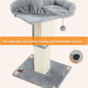 Karolpar 32" Cat Scratching Post for Indoor Cats, Sisal Cat Scratcher with Plush Perch, Large Scratch Post with Bed, Removable Cover, Sisal Fabric,Light Grey