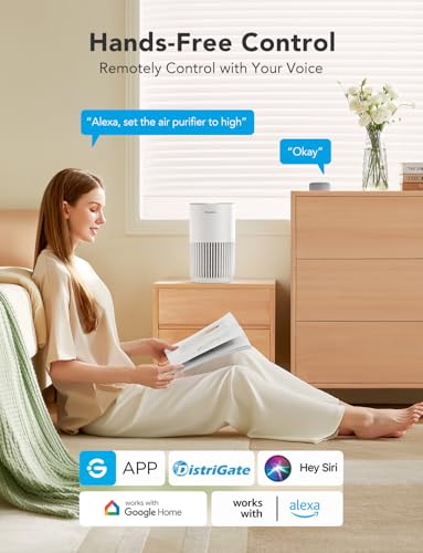 GoveeLife Mini Air Purifier for Bedroom, Smart Filter Air Purifier with App Alexa Control for Pet Hair, Odors, Pollen, HEPA Portable Air Cleaner with 3 Speeds, 2 Modes, Timer, Aroma for Home