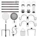 YINGYM 6-Hook Bird Feeding Station Kit, Wild Bird Feeder Stand Pole, Multi-Feeder Kit Stand with 4 Feeders, Bird Bath and Mesh Tray, 94 Inch