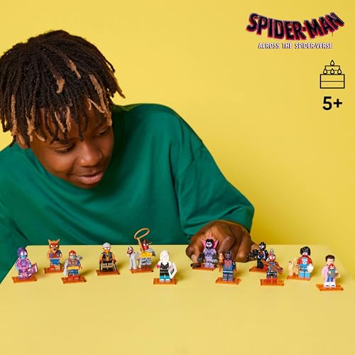 LEGO Minifigures Spider-Man: Across the Spider-Verse - Get 1 of 12 Collectible Toys with Accessories - Gift for 5+ Year Old Boys & Girls - Mystery Box - 71050