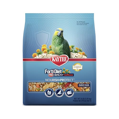 Kaytee Forti-Diet Pro Health+Safflower Nourish+Protect Parrot Food, Supports Breeding and Molting, Nutrition Backed by Science, Digestive and Brain Health, 4 pounds