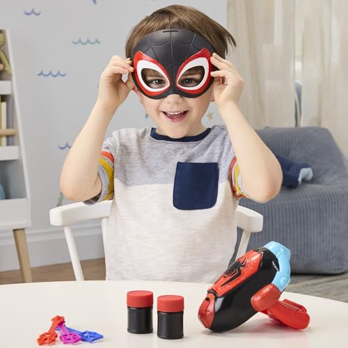 Spidey and his Amazing Friends Marvel Water-Webs Miles “Spin” Morales Electronic Bubble Slinger Role Play Set with Mask, Super Hero Toys for Kids, Ages 3+ ( Exclusive)