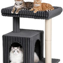 Cat Tree for Large Cat, 20.9 * 15.7in Large Perch Bed for Adult Cats, 22.8in Cat Tower with Scratching Post, Cat Condo with 2-Door for Indoor Cats, Dark Gray