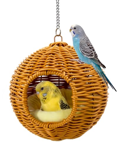 Chewproof Steel Frame Bird Nest for Cage, Washable Small Bird Bed Hammock Hideout Lay Eggs Parakeet Nest Sleep, Parakeet Warm Bed House Hut for Lovebird, Canary, Budgie