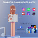 BONAOK Wireless Bluetooth Karaoke Microphone,3-in-1 Portable Handheld Karaoke Mic Speaker Machine Home Party Birthday for All Smartphones PC(Q37 Rose Gold)