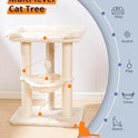 Happi N Pets 28" Cat Tree, Large Bed for Big Cats, Small Cat Tower with Soft Perch for Window Viewing, Stable Cat Tree Tower, Cat Scratching Post with Hammock, Removable Cover-Beige