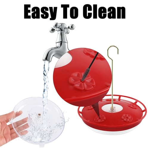 FEED GARDEN Hummingbird Feeders for Outdoors, 2 Pack 16oz Leak-Proof Dish-Style Nectar Feeder Built-in Ant Moat, 5 Feeding Ports, Wide Mouth Easy Clean, BPA-Free Garden Décor Gifts