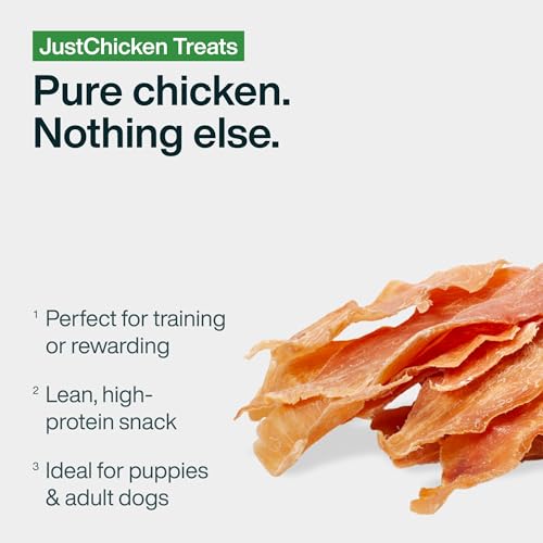 JustFoodForDogs Chicken Breast Jerky Dog Treats, Single Ingredient, Human Grade, Grain Free, Low Calorie Training Treats for Dogs, 18 oz