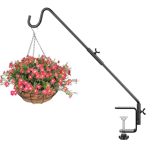 BOLITE Heavy Duty Deck Hook, 20 Inch Bird Feeder Hanger for Hummingbird Feeders, Planters, Lanterns, Wind Chimes, 360° Rotatable Arm, Black, Birthday Gifts for Women Men, Gifts for Mom Dad