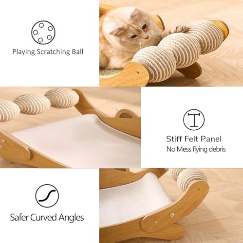 Cat Scratch Pad with Replacement Scratching Felt, Large Cat Scratcher Bed Hammock Lounge for Scratching Pad, Protects Furniture, Kittens Gifts