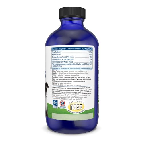 Nordic Naturals Omega-3 Pet, Unflavored - 8 oz - 1380 mg Omega-3 Per Teaspoon - Fish Oil for Medium to Large Dogs with EPA & DHA - Promotes Heart, Skin, Coat, & Immune Health