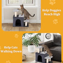 Aechonow 3-in-1 Pet Stairs for Cats, Dog Steps for Small Doggie Rabbits, 6.29''Depth Cat Stairs, Indoor Cat Ladders for High Bed for Pet's Joints, 1 Cat Condo Cave, Sisal Scratcher, Grey, Medium