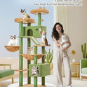 Taoqimiao Cactus Cat Tree, 71-Inch Cat Tower for Indoor Cats Large Adult, Multi-Level Large Cat Condo, 8 Sisal Scratching Posts, Metal Frame Cozy Hammock, Scratch Board, 2 Top Perches, MSC026L