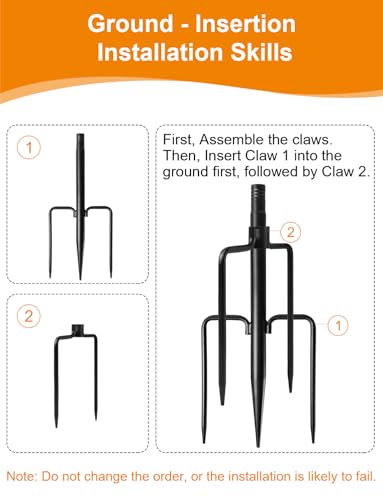 4 Pack String Light Poles for Outside with Ground Stakes and Fence Clips | Adjustable 7-section metal patio light poles for string lights and lanterns; for garden, patio, backyard and outdoor decor.
