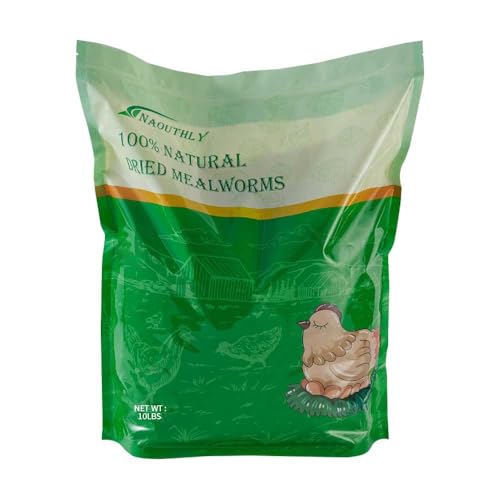 Bulk Dried Mealworms 10Lb Bag -Premium Non-GMO Dried Mealworms for Chicken, Nutritious High Protein - 100% Natural for Laying Hens, Birds, Ducks, Chicken Feed