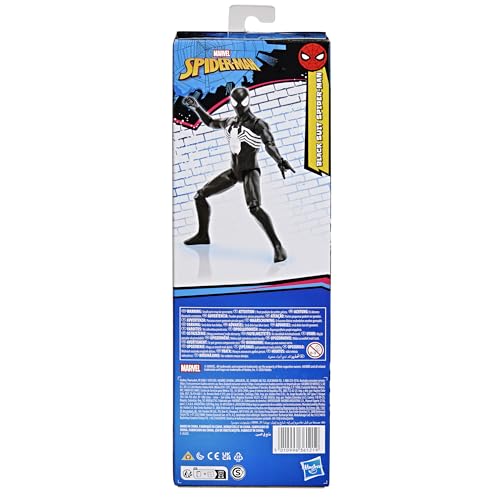 SPIDER-MAN Marvel Titan Series Black Suit Action Figure, 12-Inch-Scale (30 cm) Super Hero Toys for Kids Ages 4+
