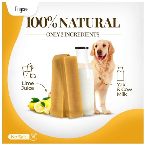 Dogsee Yak Cheese Himalayan Dog Chews 1lb (Medium - 6 Bars), 100% All Natural, 60% Protein, Dog Treats Medium Breed, Yak Chews Long Lasting for Aggressive Chewers, Raw Hide Free