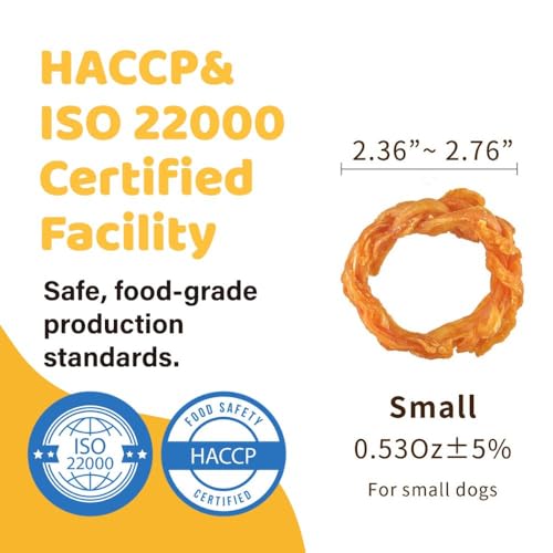 iPaw 10 Pcs Value Pack Turkey Tendons for Dogs, Single Protein, Hypoallergenic, All Natural Human Grade Puppy Chew, Rawhide Alternative Dog Treats, Ring (Small)