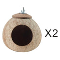 Bird Nest for Cage Natural Coconut Shell Birds House 2 Pack Parakeet Hide Breeding Hut Bird Cage Accessories & Decor Hamster Toys for Parrot Lovebirds Budgies Cockatiel Conure Finch Canary
