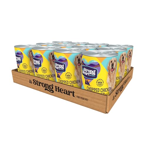 A Strong Heart Wet Dog Food, Chopped Chicken Dinner — Real Chicken & Liver — Complete & Balanced for All Life Stages, Made in USA — 13.2 oz Cans, Pack of 12