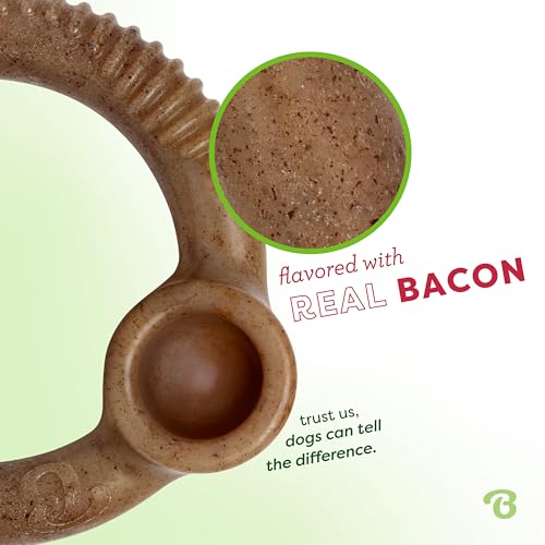 Benebone Ring Durable Dog Chew Toy for Aggressive Chewers, Real Bacon, Made in USA, Medium